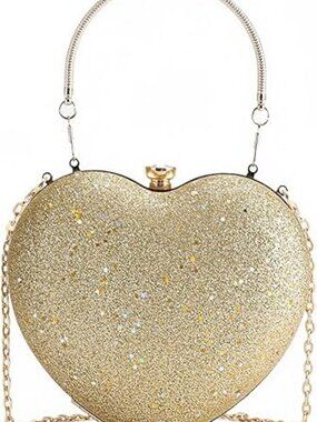Heart Shape Rhinestone Clutch Women Sparkly Evening Bag Wedding Party Purse